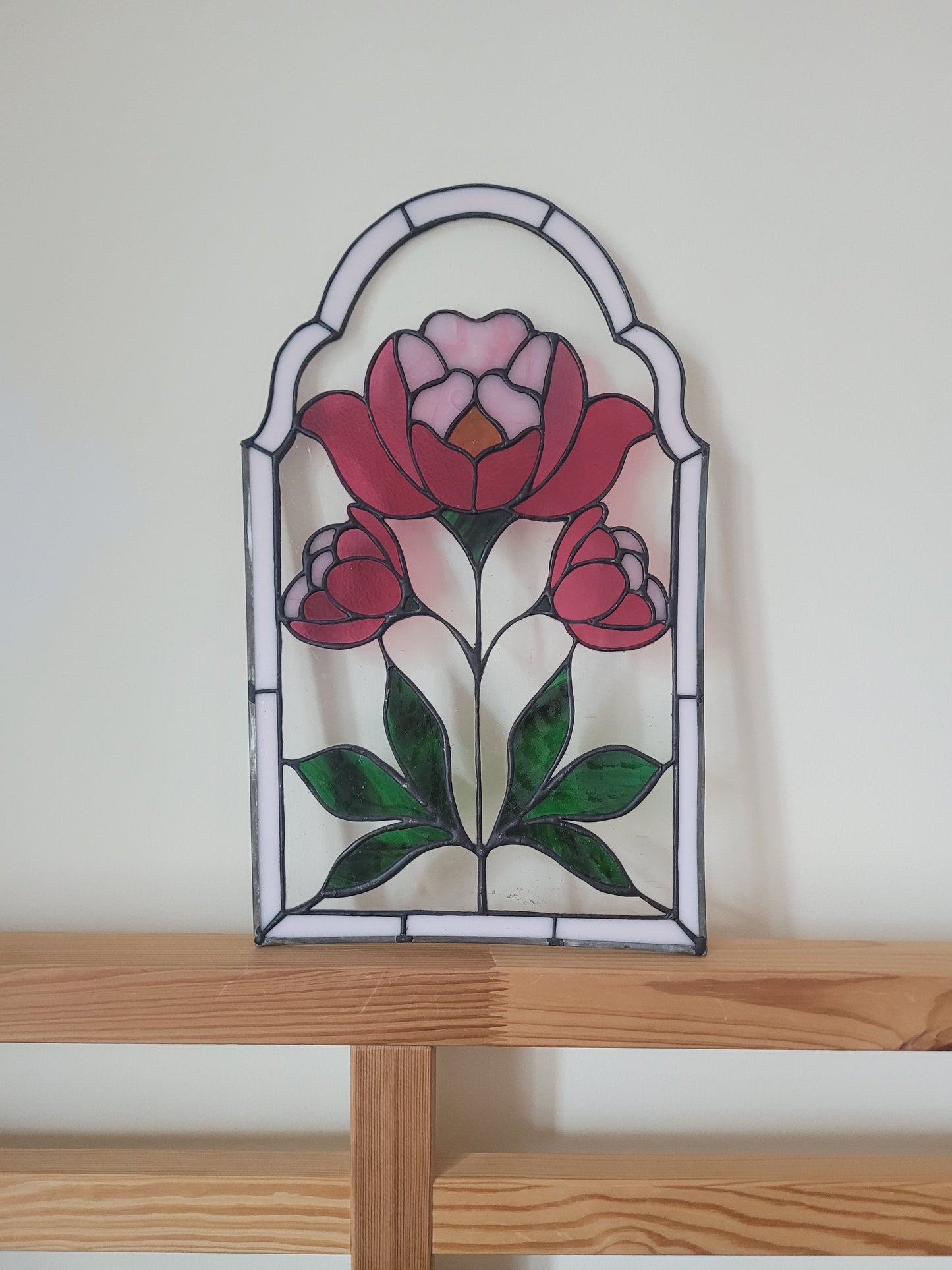 Peony Stained Glass Panel